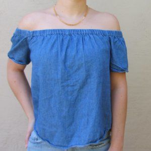 Abercrombie & Fitch Off Shoulder Chambray Top